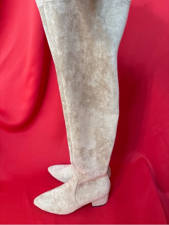 Shoes - US 9 Sz 41 Boots Over Knee As Suede 2”Block Heel Almond Toe Shaft 23” Beige